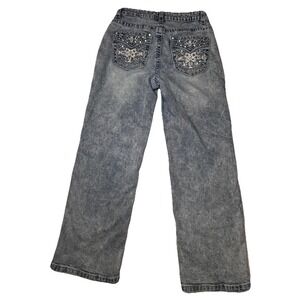Telepatia Y2K Embellished Bootcut Jeans Womens 7/28 Studded Bling Pocket Denim